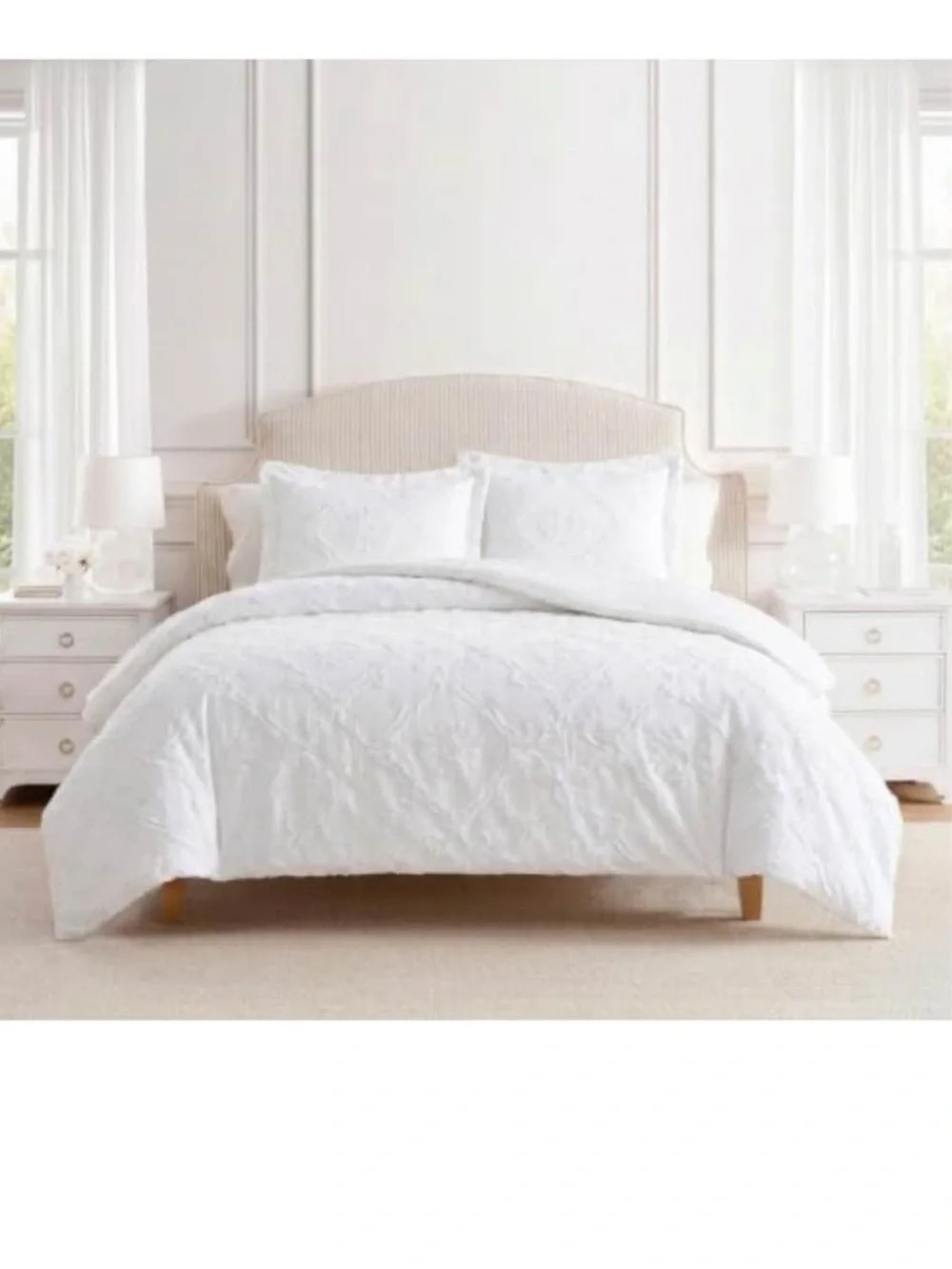 Martha Stewart - Queen Comforter Set, Naturally Soft Cotton-Rich Jacquard
